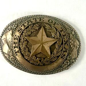 Vintage Texas Belt Buckle Texas Sterling Collection 1981 USA Star Seal Brass